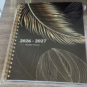 2026-2027 Black & Gold Monthly Planner - Elegant Spiral-Bound